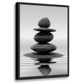 Framed Black and White Bathroom Wall Art Zen Stones in the water Bathroom Wall Art Yoga Meditation Picture Wall Decor Spa Room B