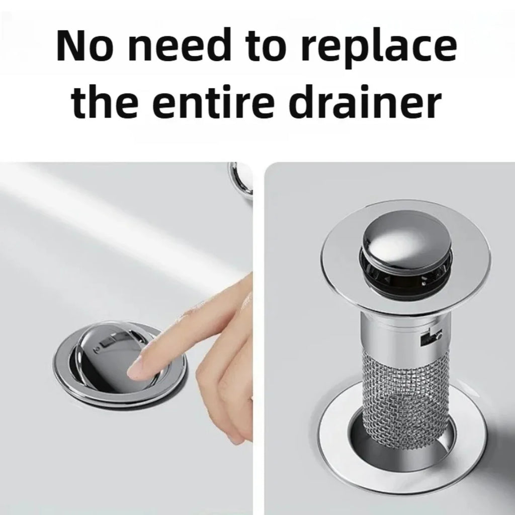 Easy-Clean Sink Drain Cover – Stainless Steel Filter with Leak-Proof Silicone Seal, Prevents Clogs