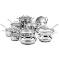 17Piece Stainless Steel c Set, Chefs Classic Steel Collection with Pure Aluminum Core for Quick and Even Heat, Cool Grip