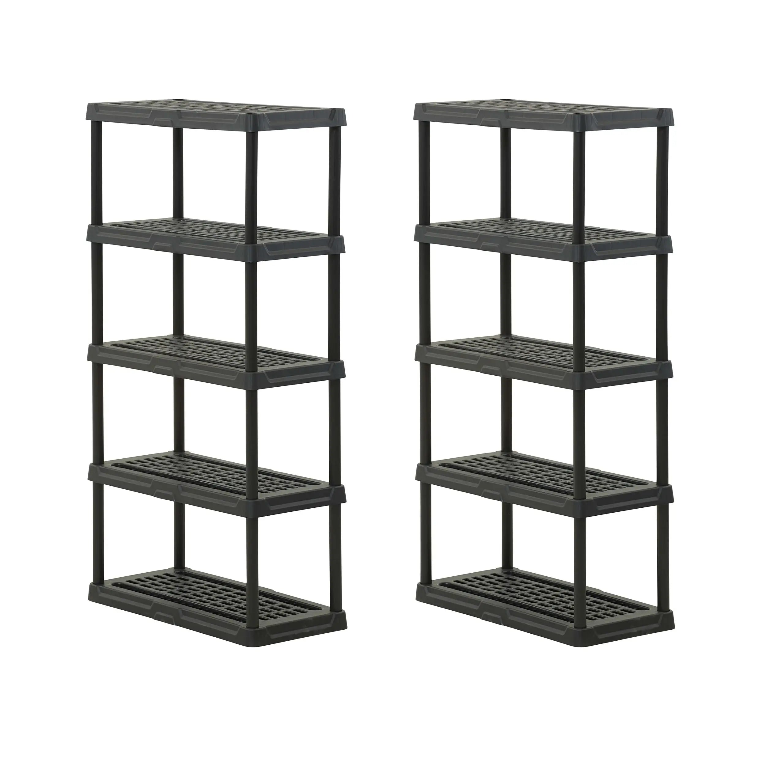 CENTREX CX 4-Tier Heavy Duty Plastic Storage Shelves 150lbs Capacity Per Shelf Black Weather-Resistant Easy Assembly Garage Kitchen