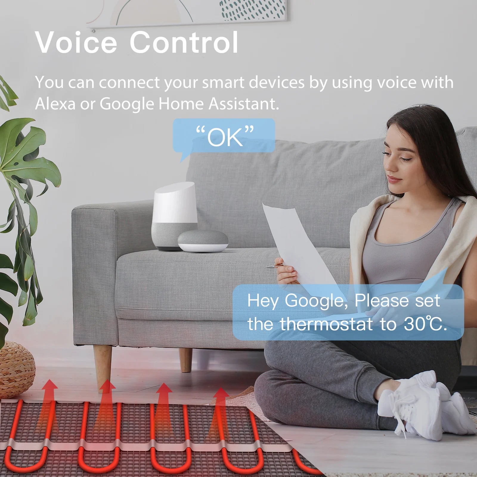 BSEED WIFI Electric Floor Heating Water Boiler Room Smart Thermostat Temperature Controller Alexa Google App Voice Control
