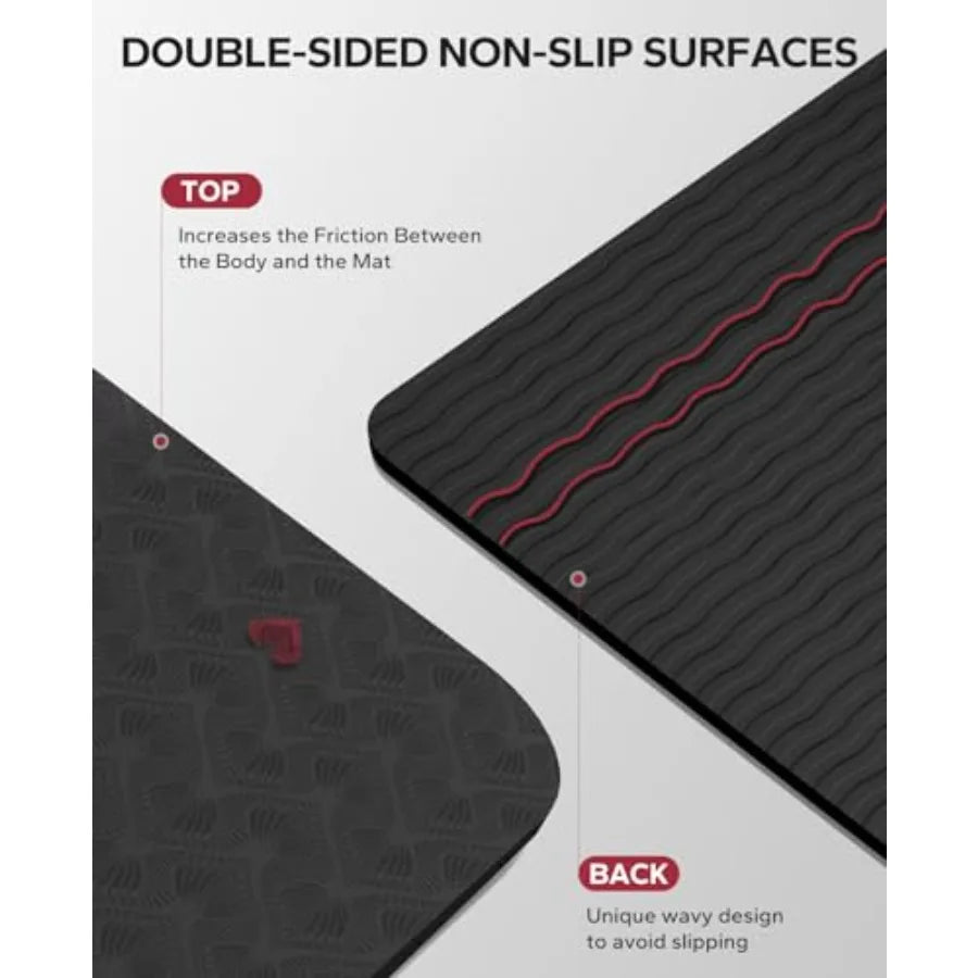 Extra Large Yoga Mat - 72"x48"x6mm 1/4 inch,Non-Slip, Durable, Thick Wide Exercise Mat for Home Workouts, Yoga, Pilates, Stretching