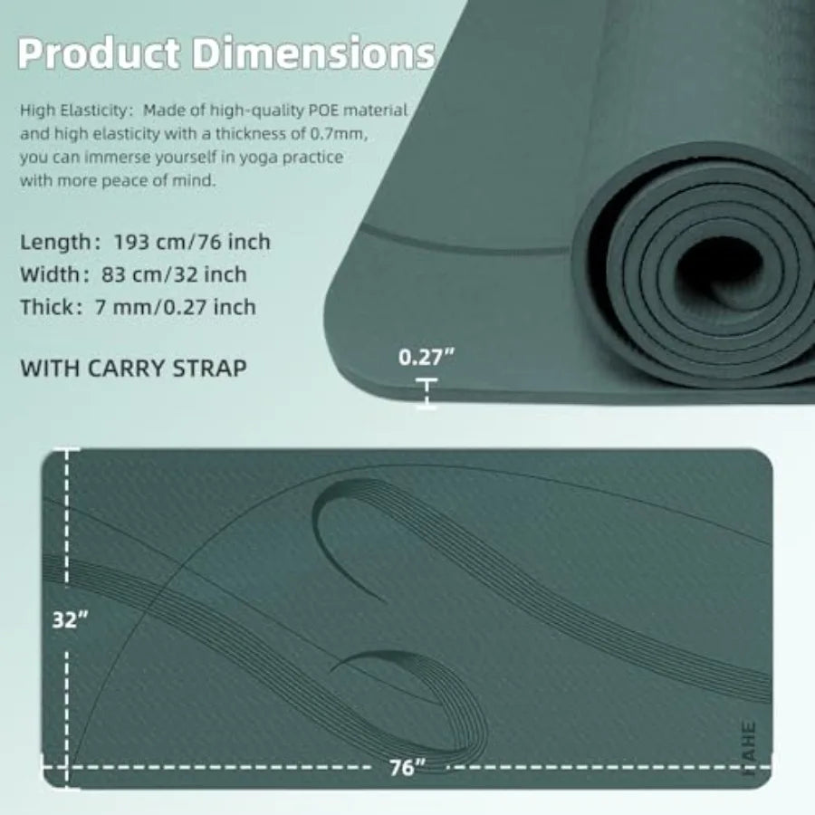 Yoga Mat High Density Exercise Mat, 76"x32"x0.27"Thick Wide and Large Yoga Mat for Women Men, Professional POE Workout Mat
