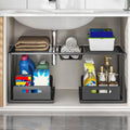 Under Sink Sliding Storage Organizer with 2 Drawers, Adjustable Multi-Level Shelf for Cabinet, Kitchen, Bathroom