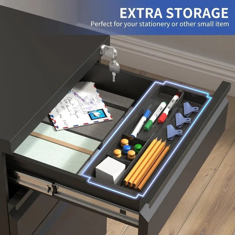 Popular Filing Cabinets for Home Office, 3 Drawer File Cabinet with Lock, Under Desk Home Office Cabinet, Locking File Cabinet