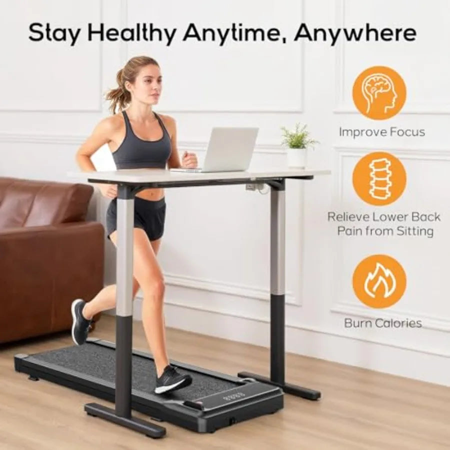Walking Pad Under Desk Treadmill, Portable Compact Electric Walking Treadmill, Quiet Fitness Machine with Remote Control and LE