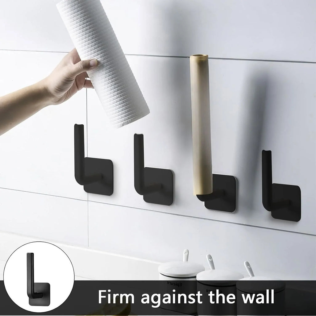 4 Pack Wall Hooks for Hanging Hats Coats Bags Minimalist Wall Mounted Hook Rack for Bedroom Closet Bathroom Office(Black)