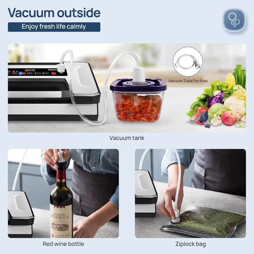 Hot Sale,Liquid Vacuum Sealer Machine, 90Kpa, LED Indicator Light, Handle Locked Design, Built-in Cutter And Bag Storage