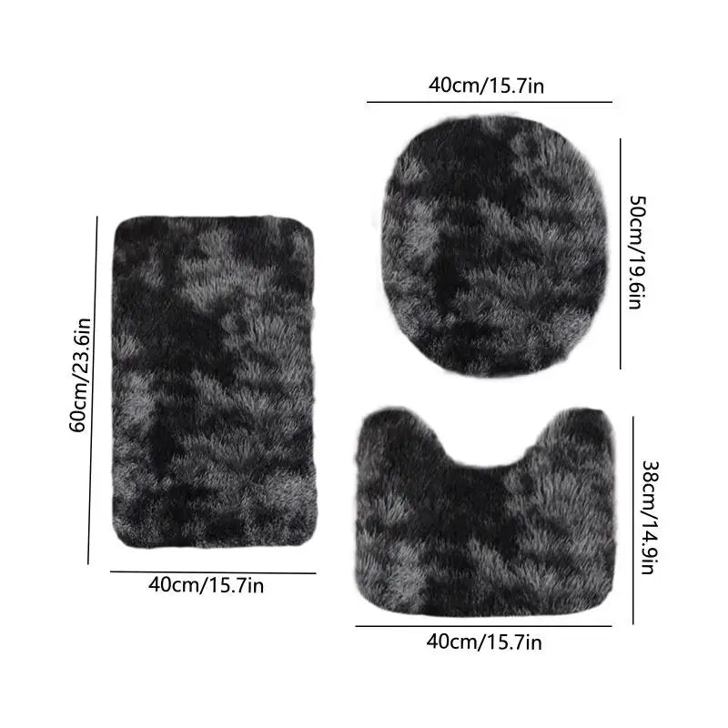 3pcs Mixed Color Bath Rug Set, Bath Mat And Contour Mat And Toilet Seat Cover, Soft Microfiber Water Absorbent And Non-Slip Bathroom Rugs, Machine Washable, Easy to Dry