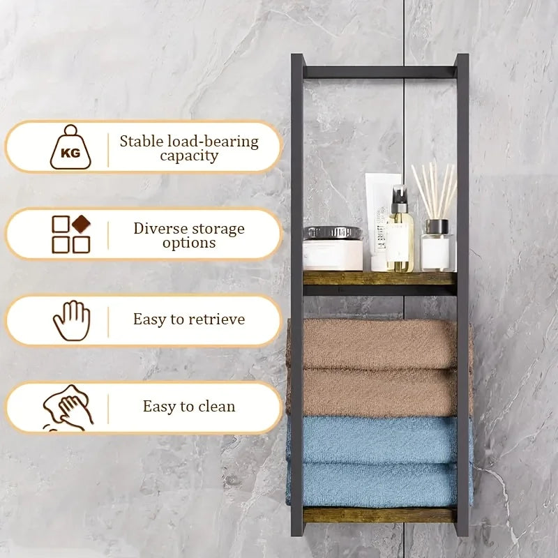 us1Packs/2Packs 2 Layer Towel Storage Rack, Wall Hanging Towel Storage Rack, for home Decor Rack, Space Saving Organizer For Home Rooms, Bathrooms, Bedrooms