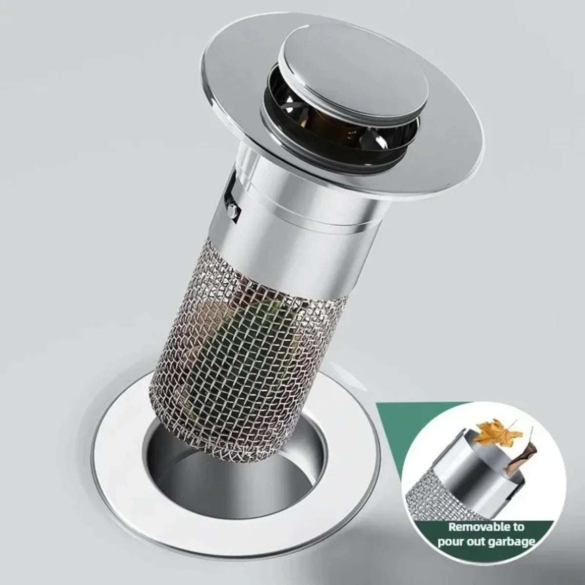 Easy-Clean Sink Drain Cover – Stainless Steel Filter with Leak-Proof Silicone Seal, Prevents Clogs