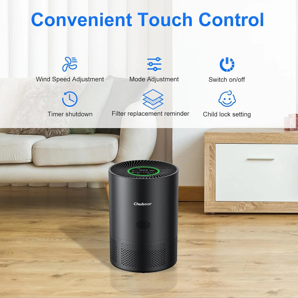 Chuboor Air Purifiers for Home H13 True HEPA for Bedroom Room kitchen for Smoke and Dust Pollen Odors PM2.5 Detection