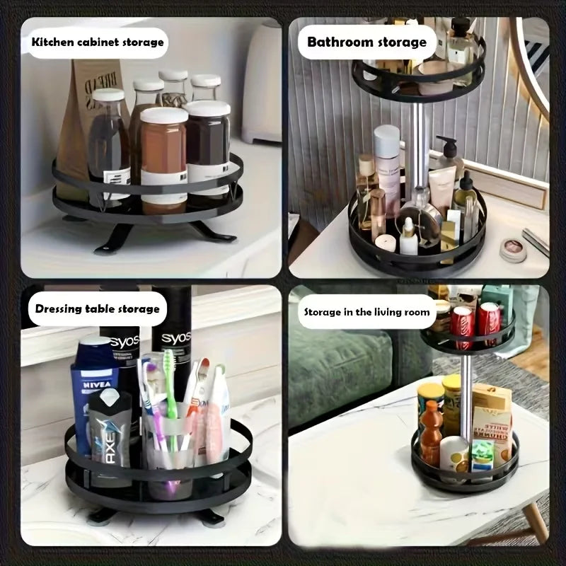 360-Degree Rotating Kitchen Organizer - Metal Spice Rack Featuring Storage Containers  Available in Double Or Triple