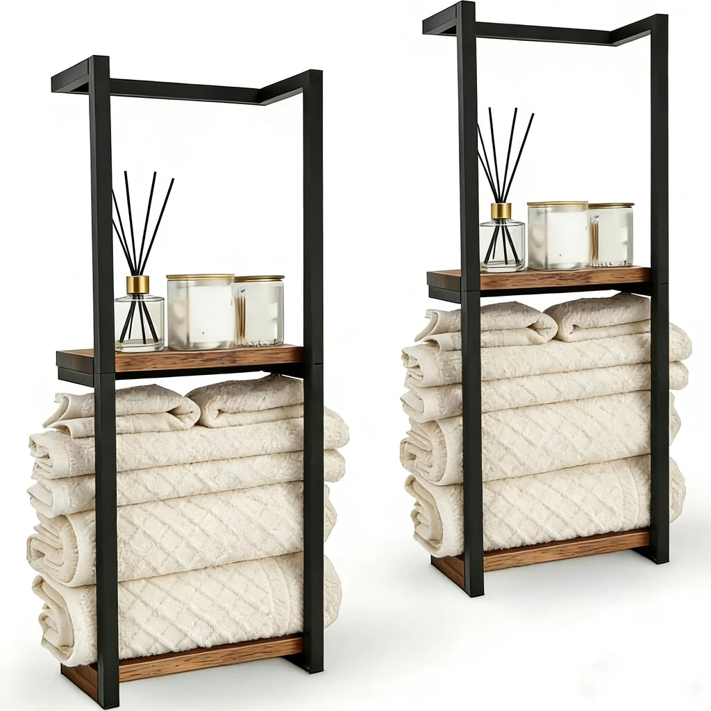 us1Packs/2Packs 2 Layer Towel Storage Rack, Wall Hanging Towel Storage Rack, for home Decor Rack, Space Saving Organizer For Home Rooms, Bathrooms, Bedrooms