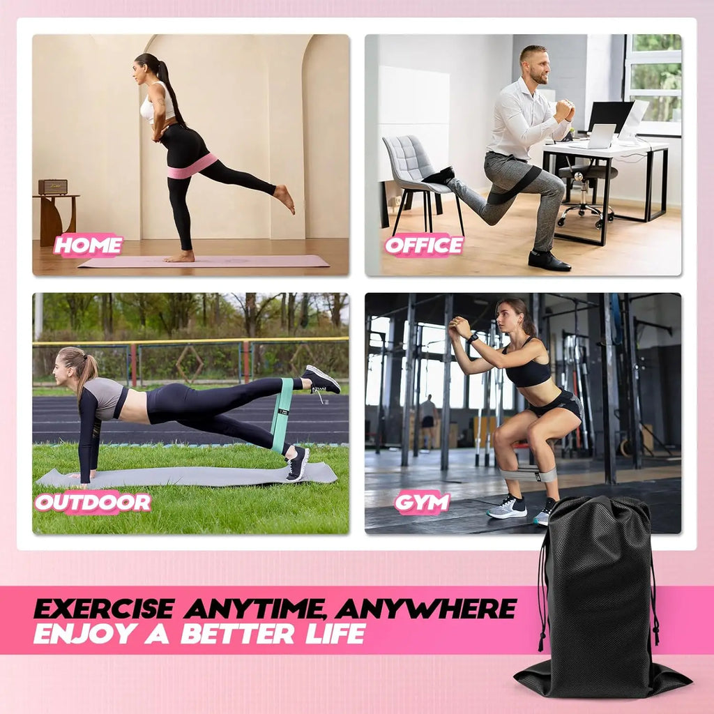 Resistance Bands for Working Out with Guide, 4 Workout Bands for Women & Men, Fabric Exercise Bands for Legs, Hip, Glute, Butt,