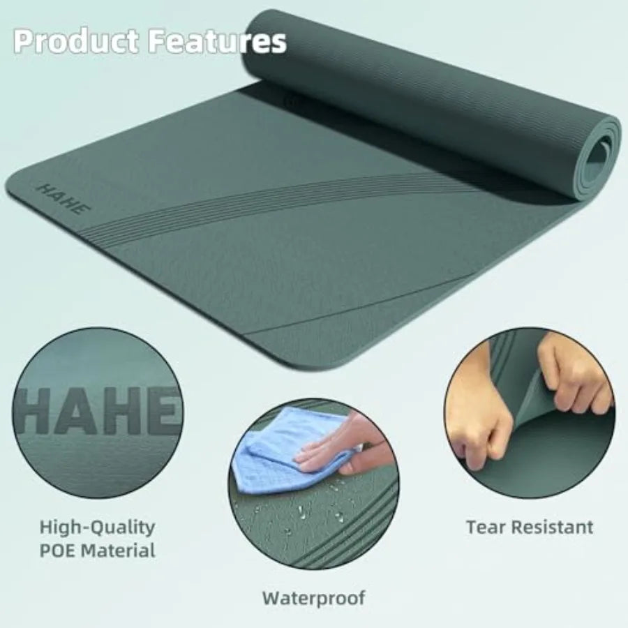 Yoga Mat High Density Exercise Mat, 76"x32"x0.27"Thick Wide and Large Yoga Mat for Women Men, Professional POE Workout Mat