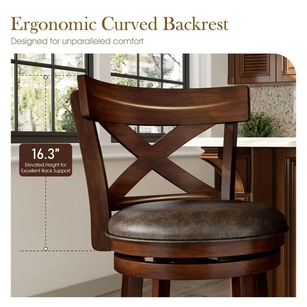 LEAF Counter Height Bar Stools Set of 4 Rattan Chair Boho Wicker Metal Counter Stools with Back and Footrest Patio Seating Mode