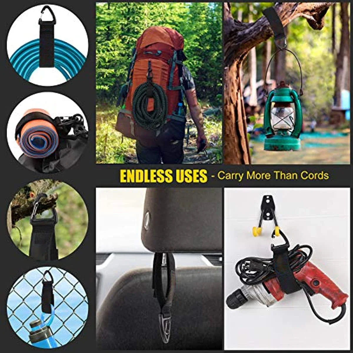 Cord Organizer Holder With Triangle Buckle Wire Manager Power Cord Storage Straps For Cables Hoses Nylon Heavy Duty Device