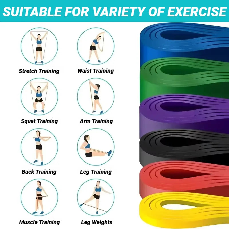 1/5Pcs Type Elastic Band Resistance Strength Training Sports Fitness Latex Pull-Up  Thick Circle Yoga Multi-Functional.