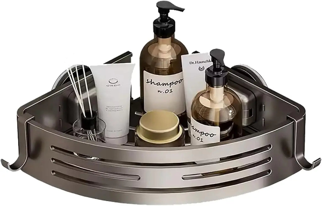 Strong Vacuum Suction Corner Shelf, Bathroom Vanity Organizer, Holds Shampoo Soap, No Tools Needed