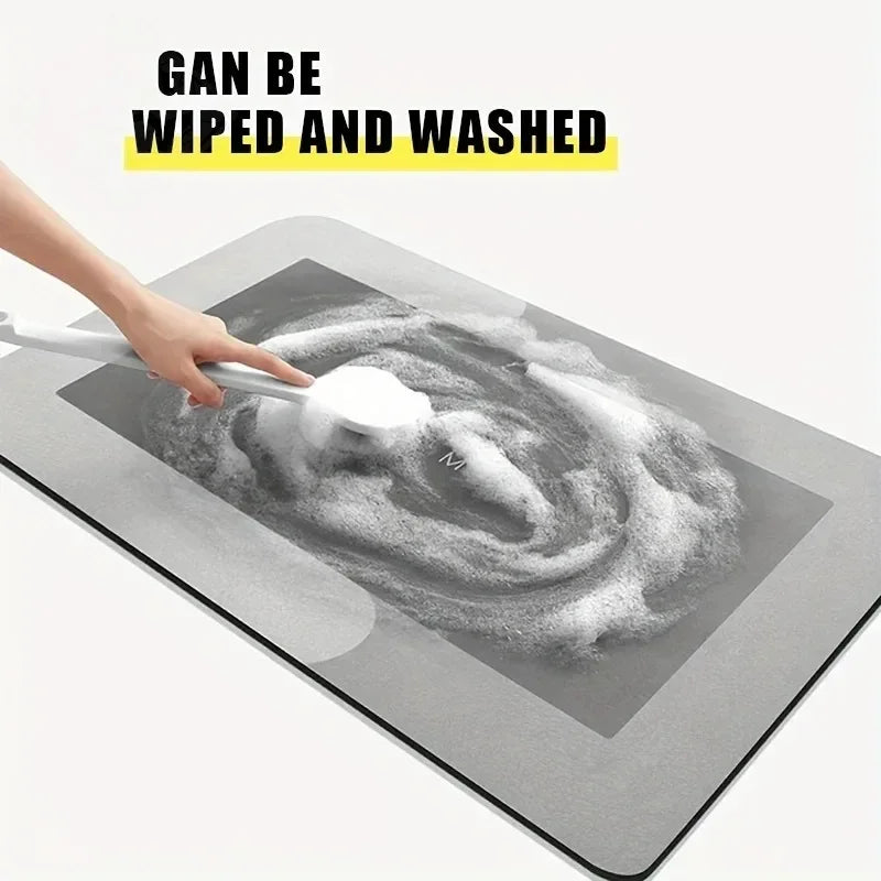 Diatomaceous Earth Bath Mat Super Absorbent Non Slip Fast Drying Soft Floor Mat for Shower Laundry Bedroom Kitchen RV Bathroom