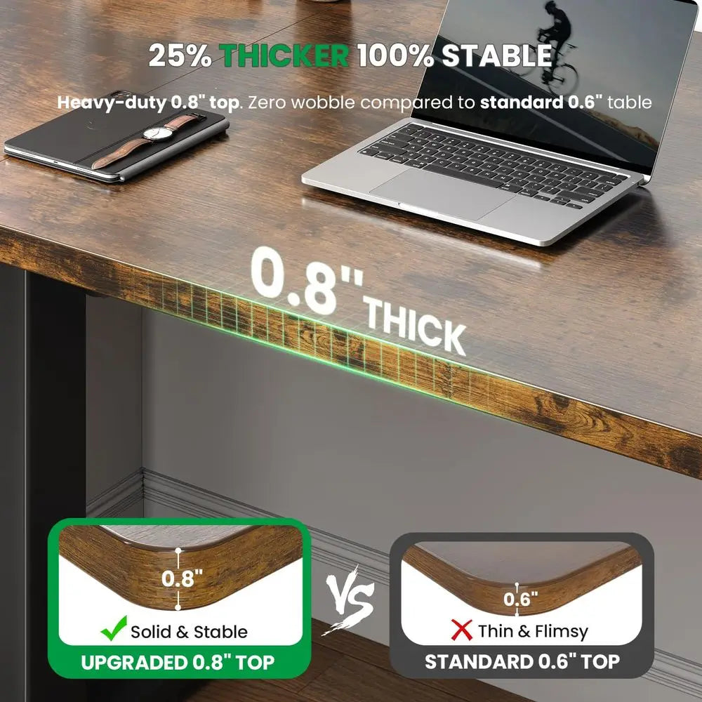 Electric Standing Desk Adjustable 48 x 24 Inch Sit Stand up Desk with 0.8 Inch Thick Tabletop Adjustable Height Table with 3 Me