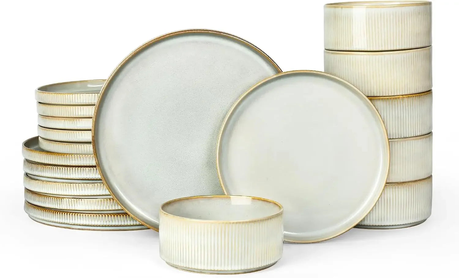 Star Plates and Bowls Sets, Modern Stoneware Dinnerware Sets for 6, 18-Piece Kitchen Dish Set - Chip and Scratch Resistant