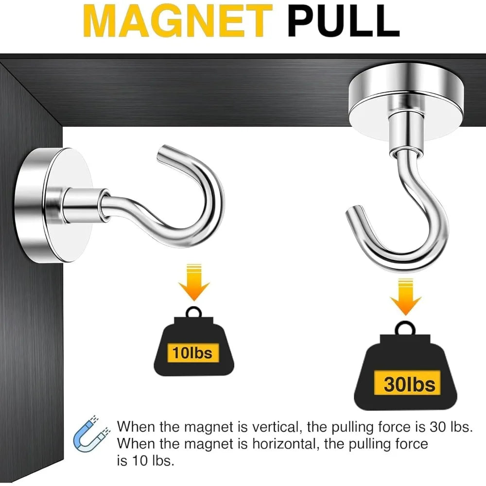 Heavy Duty 30lbs+ Magnetic Hooks Strong Cruise Ship Cabin Refrigerator Fridge Hanging Organizer for Kitchen Home Beach Vacation Classroom Grills Essentials 20 Pack Silver