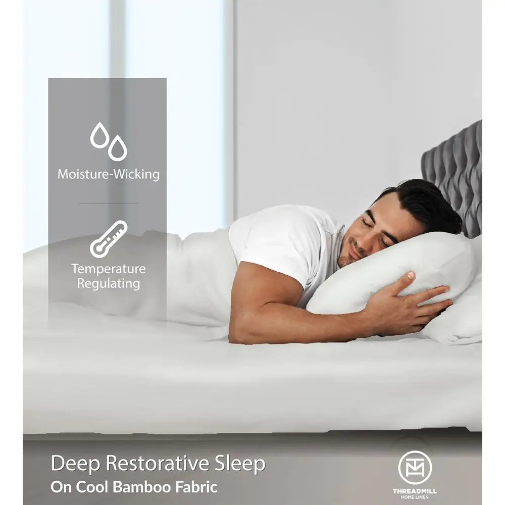Queen Size Bamboo Sheet Set - 4-Piece Viscose, Light Grey, Silky Soft, Cool & Breathable, 16 Deep Pocket, Moisture Wicking & Cool