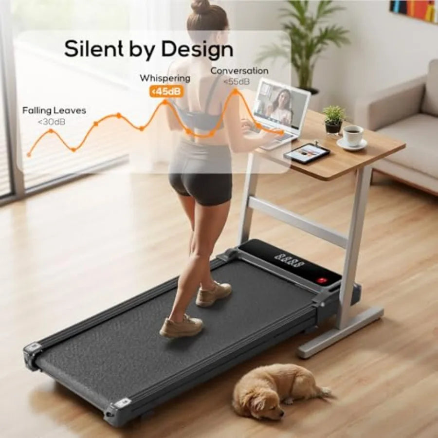 Walking Pad Under Desk Treadmill, Portable Compact Electric Walking Treadmill, Quiet Fitness Machine with Remote Control and LE