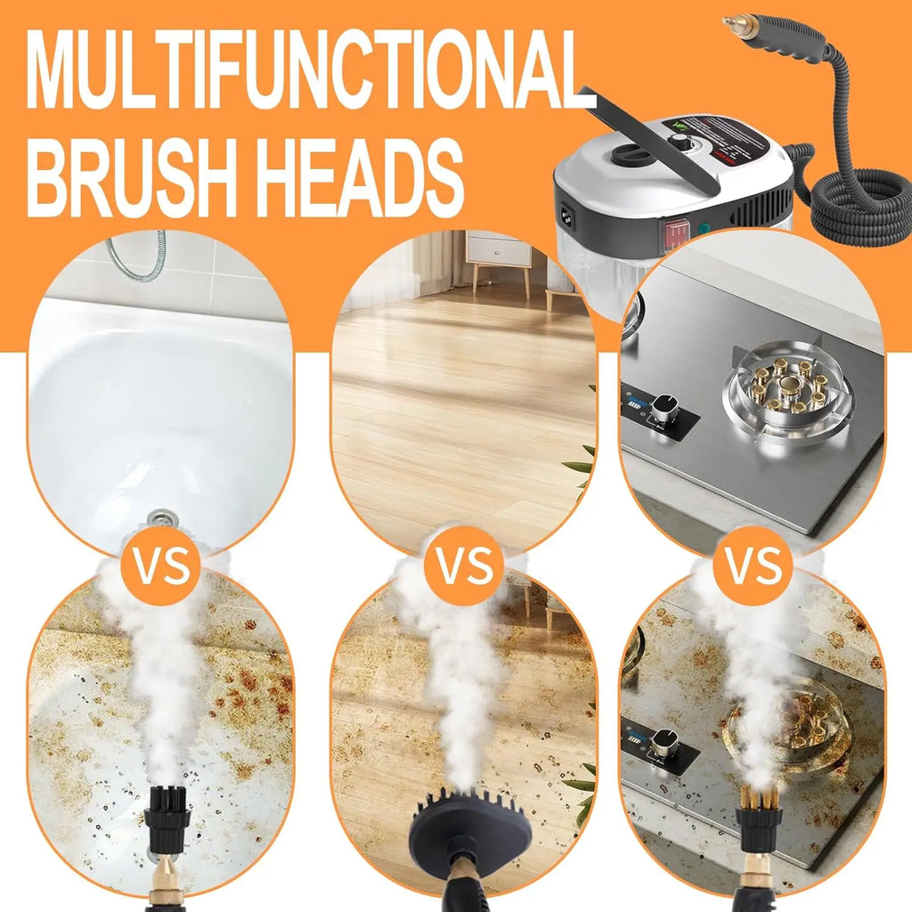 Portable Steam Cleaner, 2500W High Temp Handheld for Couch, Auto, Floor Cleaning (White)