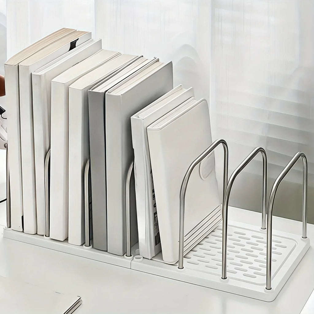 PP Material Desktop Bookshelf | Non-Slip Base  Modern Minimalist Office Desk Organizer Shelf  |  Study Table Storage Rack
