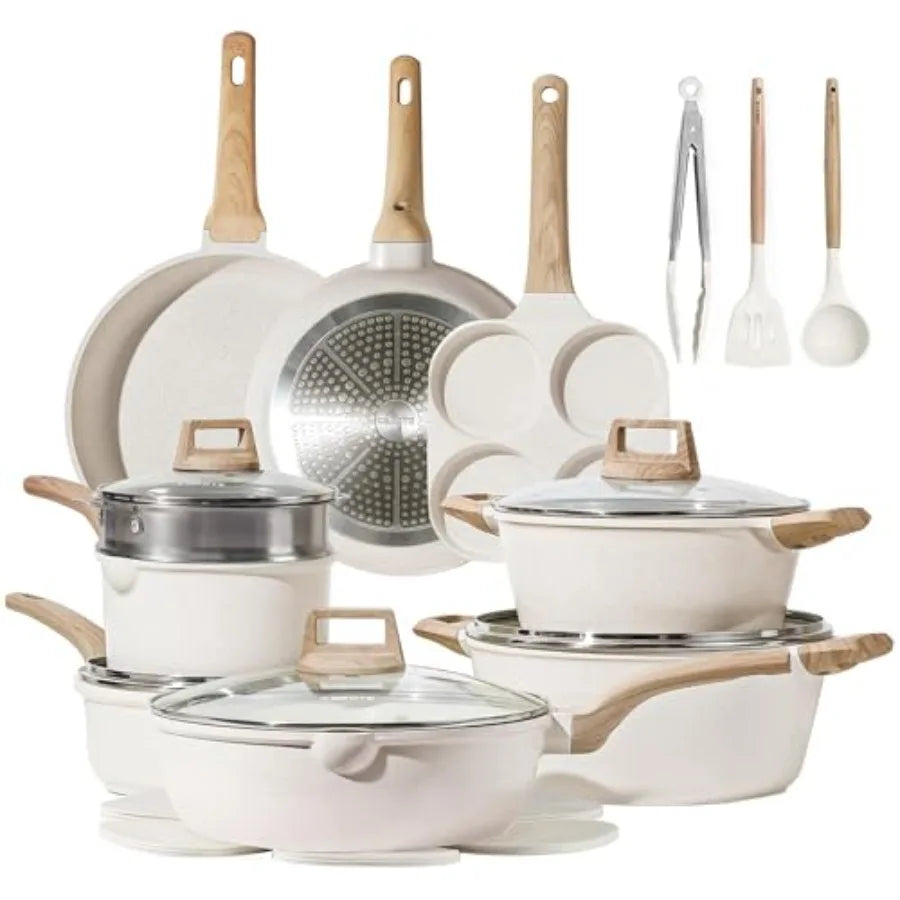 Pots and Pans Set, Nonstick Cookware Sets, Induction Cookware Kitchen Set Non Stick Cooking Set w/Frying Pans and Saucepans PFO