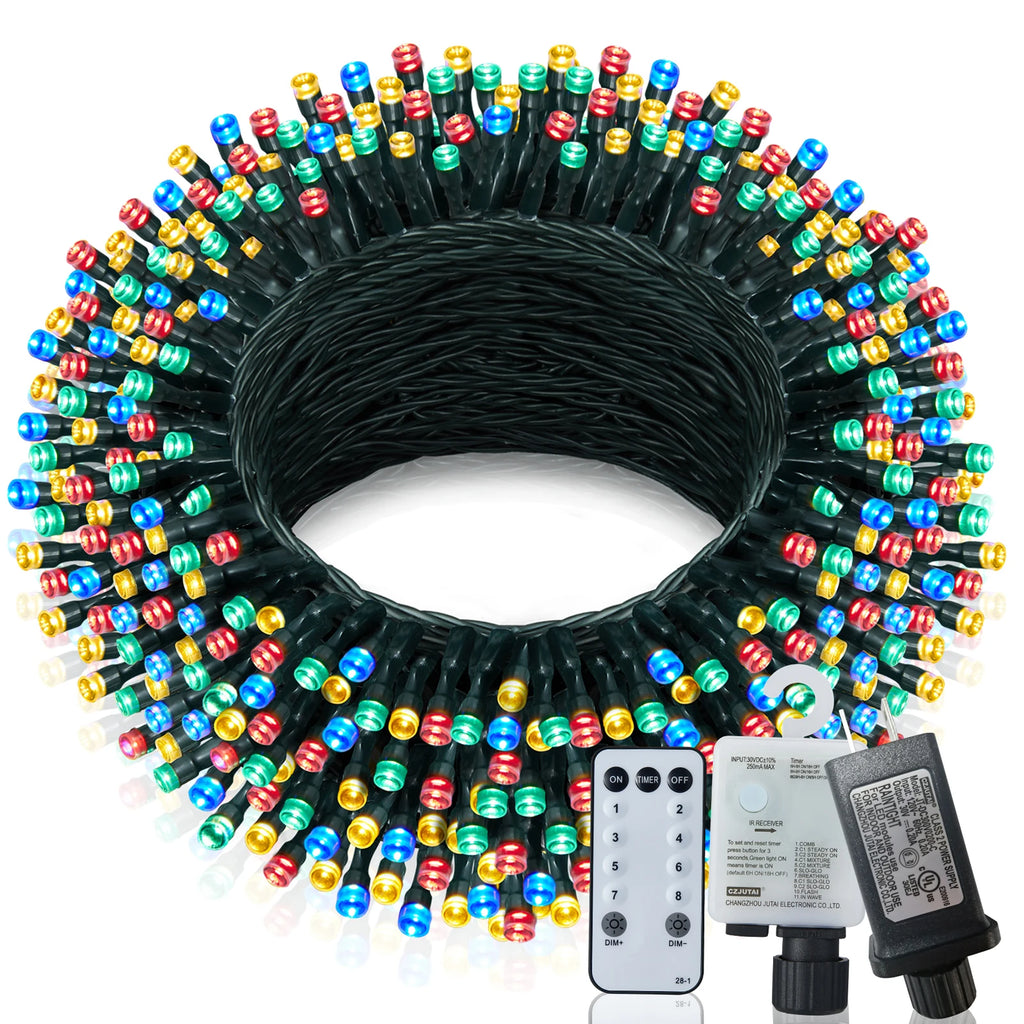 Christmas Lights Outdoor, 197 FT 580 LED Christmas Decorations Lights/Waterproof String Fairy Lights Plug in with 8 Modes and Timer Lights for Door/Yard/Party/Christmas Decor