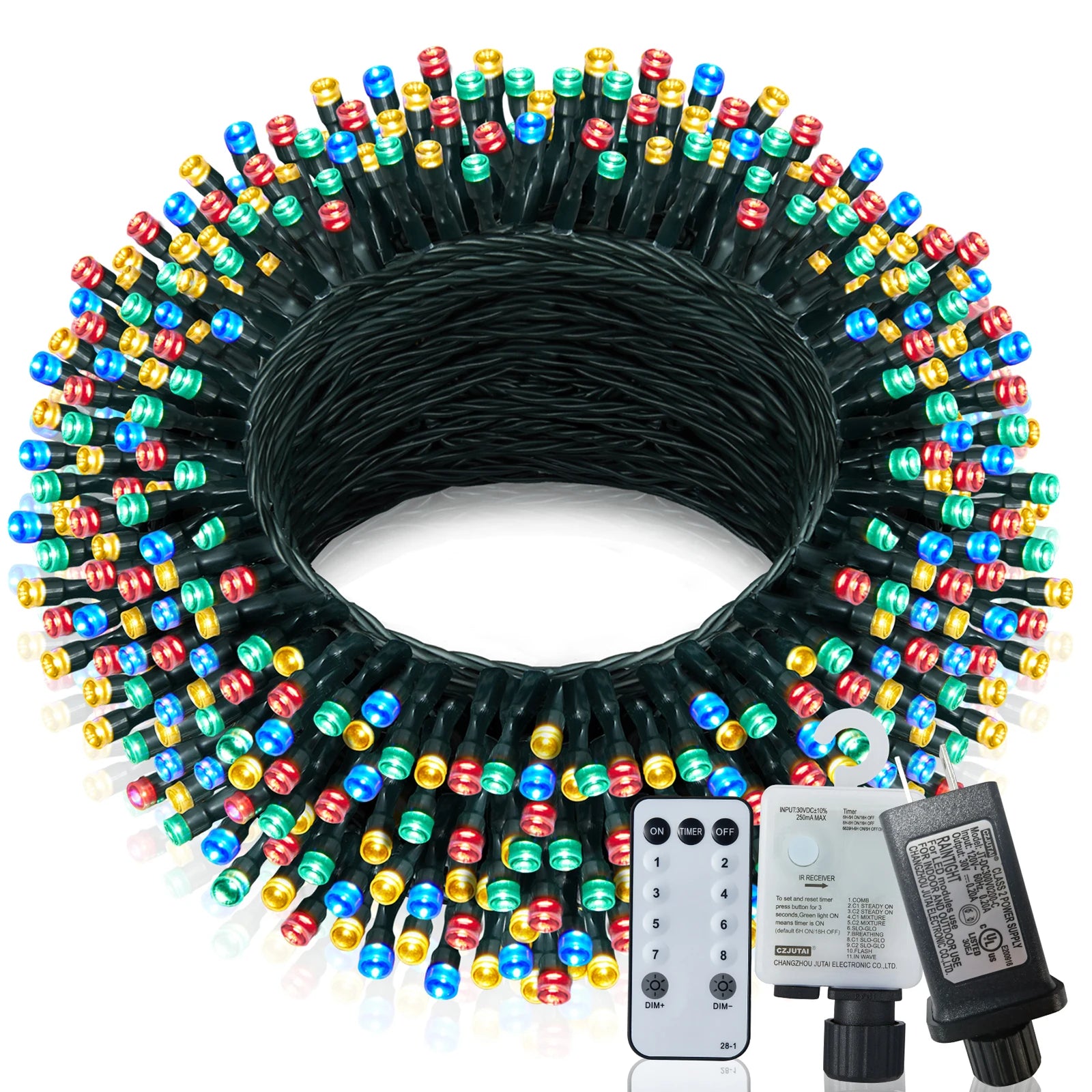 Christmas Lights Outdoor, 197 FT 580 LED Christmas Decorations Lights/Waterproof String Fairy Lights Plug in with 8 Modes and Timer Lights for Door/Yard/Party/Christmas Decor