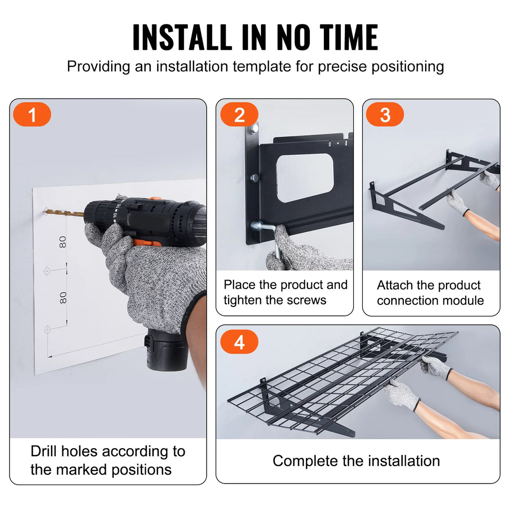 2 Layers Hand Power Tool Organizer Rack Garage Storage Shelving Wall Mounted Workshop Tool Shelf Heavy Duty Holder