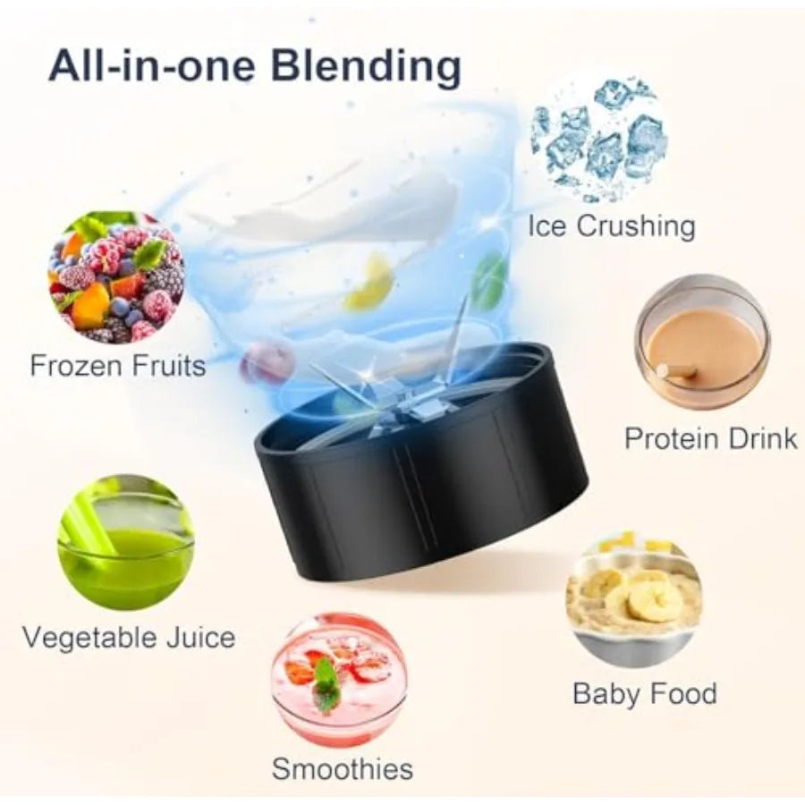 Smoothie Blender, 900W Personal Blender for Shakes and Smoothies for Kitchen with 2 Portable Cups 22oz, Single Serve Smoothies