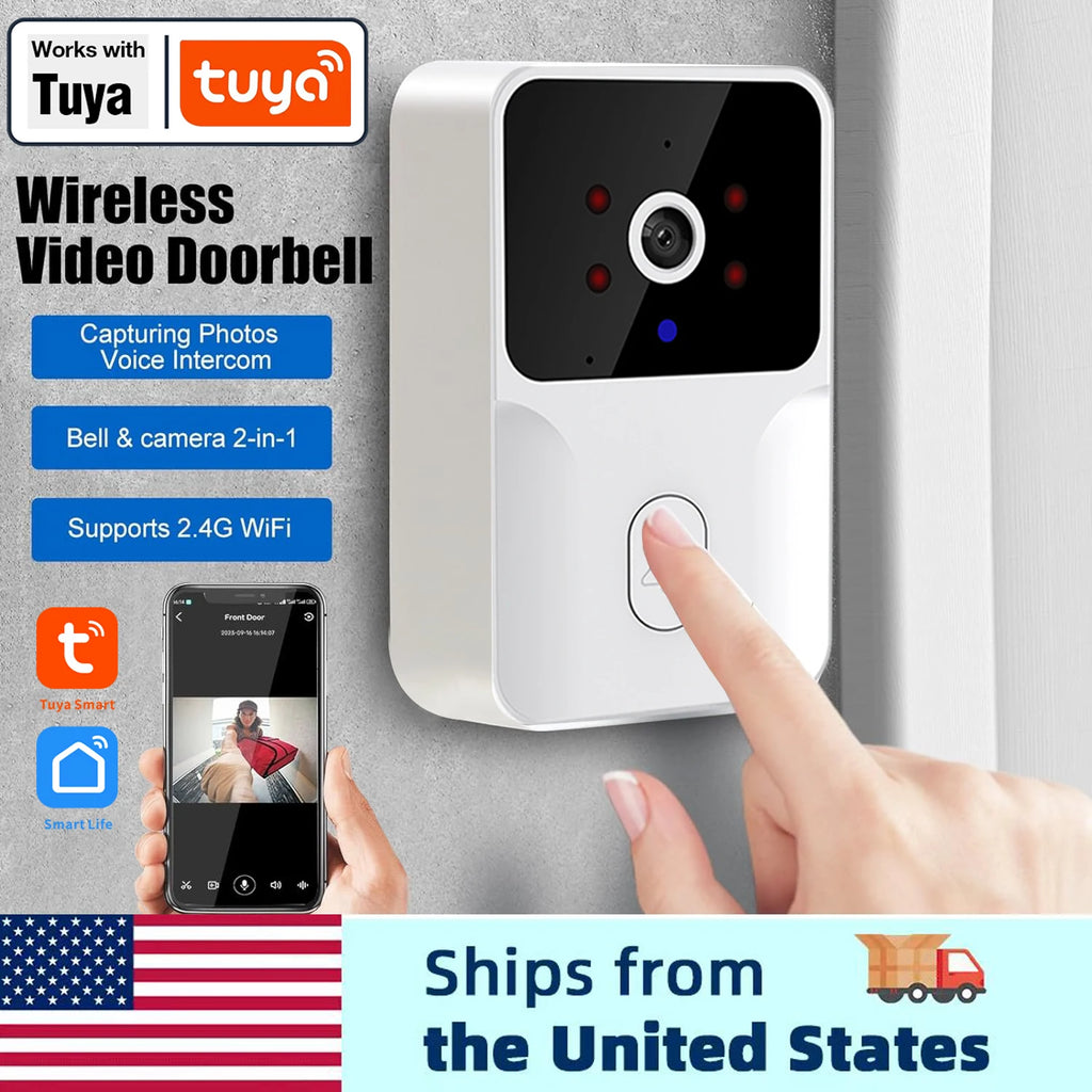 Tuya Smart Video Doorbell Camera 480PHD Wireless doorbell for Home Security, Night Vision, Voice Change, 2-Way Audio, Waterproof