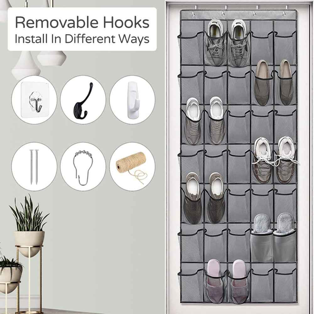 35 Pockets Over Door Hanging Shoe Storage Organizer Rack Holder Closet